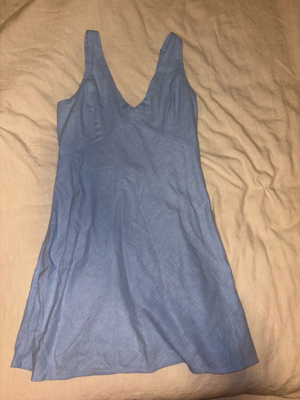 Abercrombie & Fitch Powder Blue Linen Mini Dress S - Picture 3 of 5